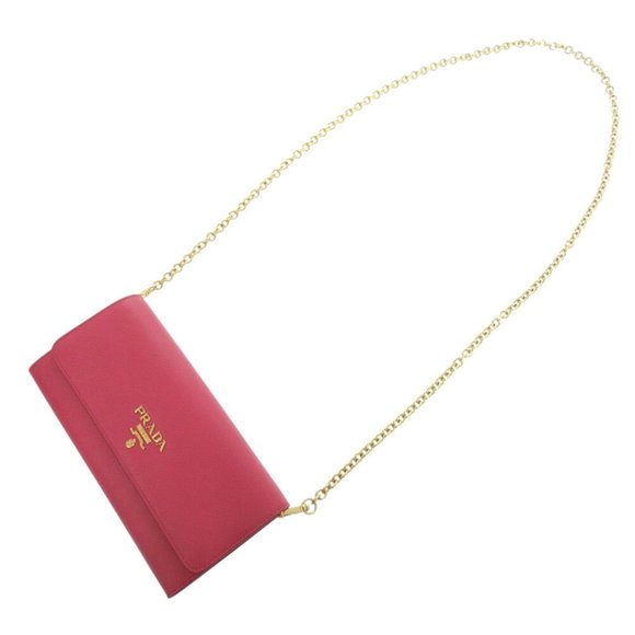 Prada 1DH002 Saffiano Leather Pink PEONIA Chain Wallet Long 1625PRADA - Picture 6 of 8
